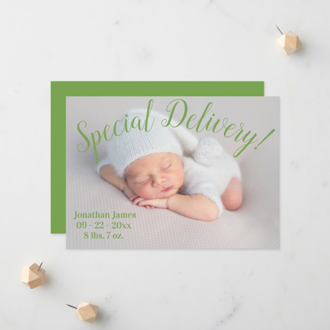 Spezielle Lieferung Foto Skriptgeschlecht Neutrale Ankündigung (Vorderseite/Rückseite Beispiel)