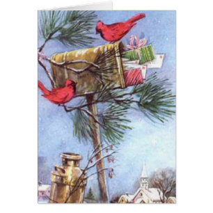 Spezielle Lieferung, Kardinal an einem Snowy-Postk