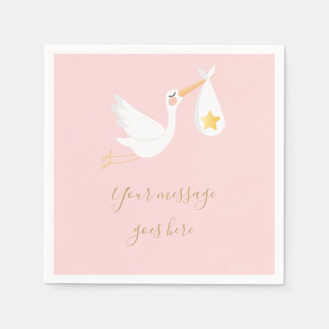 Spezielle Lieferung Stork Baby Girl Pink Dusche Serviette (Vorderseite)