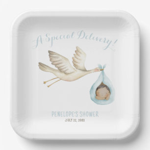 Spezielle Lieferung Stork Blue Baby Baby Baby Baby Pappteller