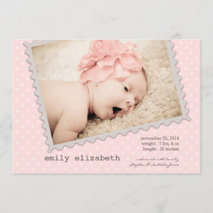 Spezielle Lieferung Sweet Baby Girl Foto Birth Ankündigung