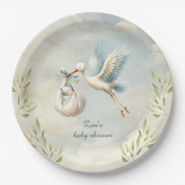 Spezielle Lieferung Vintage Stork Boy Babydusche Pappteller