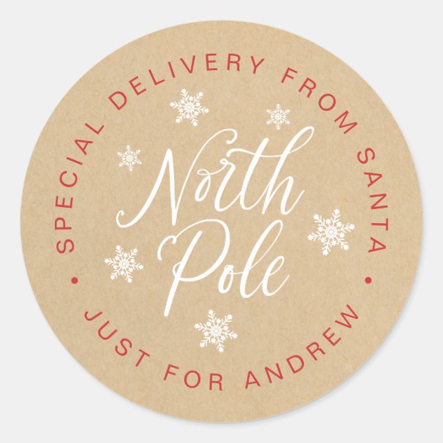 Spezielle Lieferung von Kraft Braun für Nordpol Runder Aufkleber (Vorderseite)