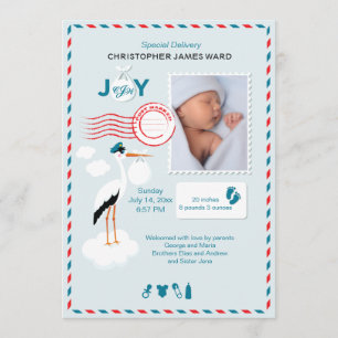 Spezielle Lieferungs-Foto-Geburts-Mitteilung Ankündigung