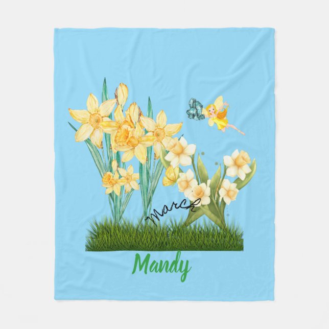 Spezielle März Birth Blume & Stone Fleecedecke (Vorderseite)