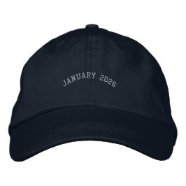 Spezielle Meilensteine Januar 2026 Text Navy Bestickte Baseballkappe