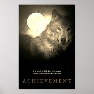 Spezielle Motivierend Wolf & Fullmoon Vintag Sepia Poster