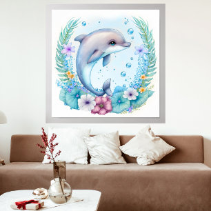 Spezielle Personalisierte Wildblume Delphin Poster