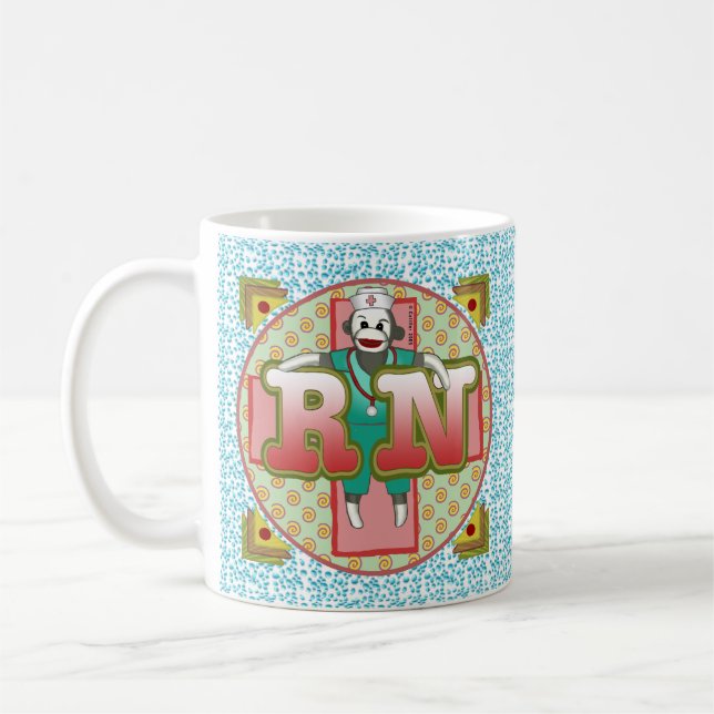 Spezielle RN Nurse-Tasse für Sock Monkey Kaffeetasse (Links)