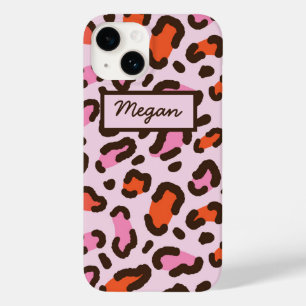 Spezielle Rosa- und Orangenleoparddrucke Case-Mate iPhone 14 Hülle
