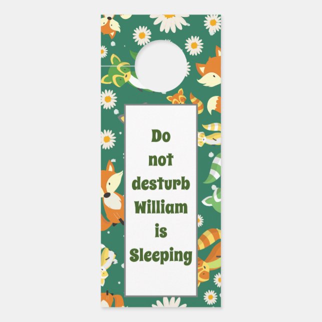 Spezielle Safari-Dschungelmuster Baby-Raccos grün Türanhänger (Vorderseite)