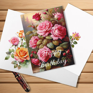 Spezielle Schwester Bright farbene Rosa Rosen Gebu Karte