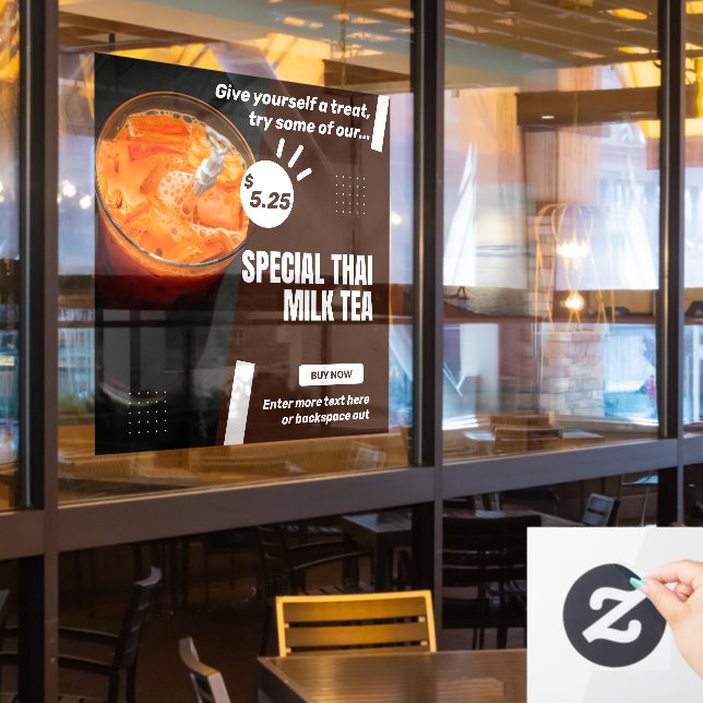 Spezielle Thai Milk Tea Shop Promo Fensteraufkleber (Restaurantfenster)