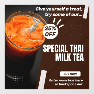 Spezielle Thai Milk Tee Shop Promo % billiger Fensteraufkleber