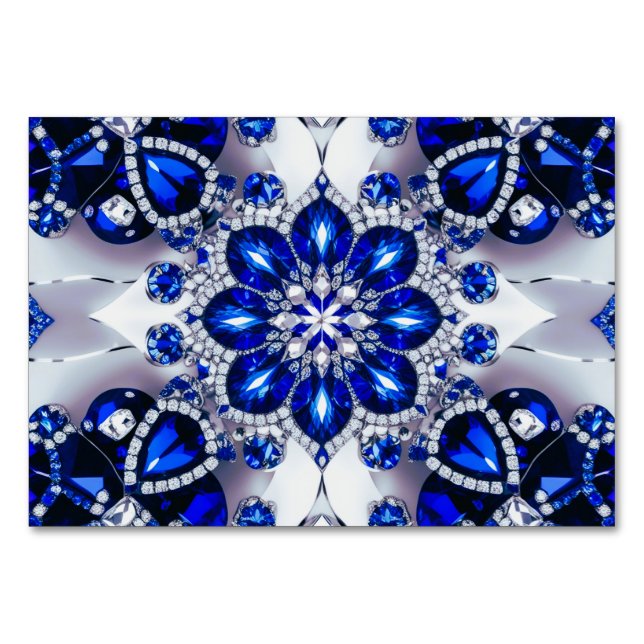 Spezielle Tischkarte mit blauen, weißen Farben Tischnummer (Vorderseite)