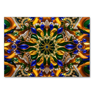 Spezielle Tischkarte mit Brasilien Farben Tischnummer