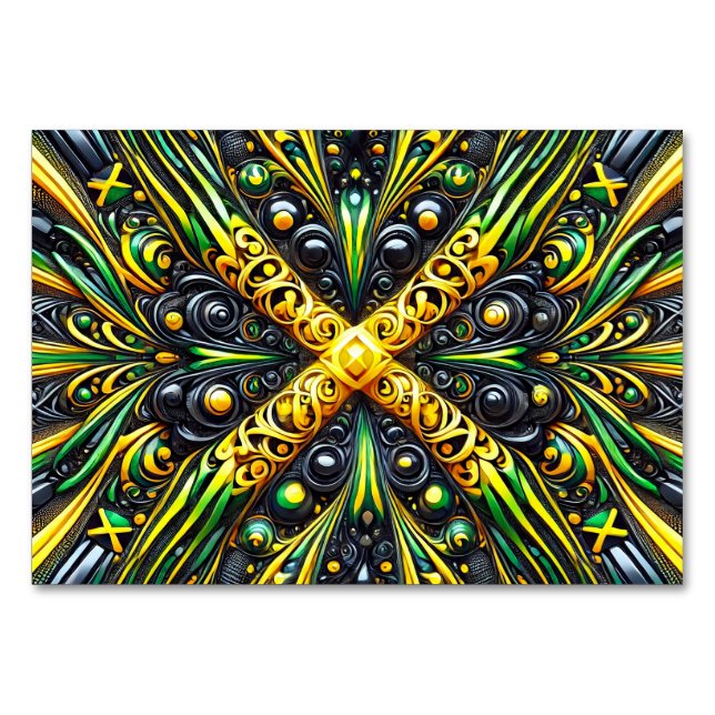 Spezielle Tischkarte mit jamaikanischen Farben Tischnummer (Vorderseite)