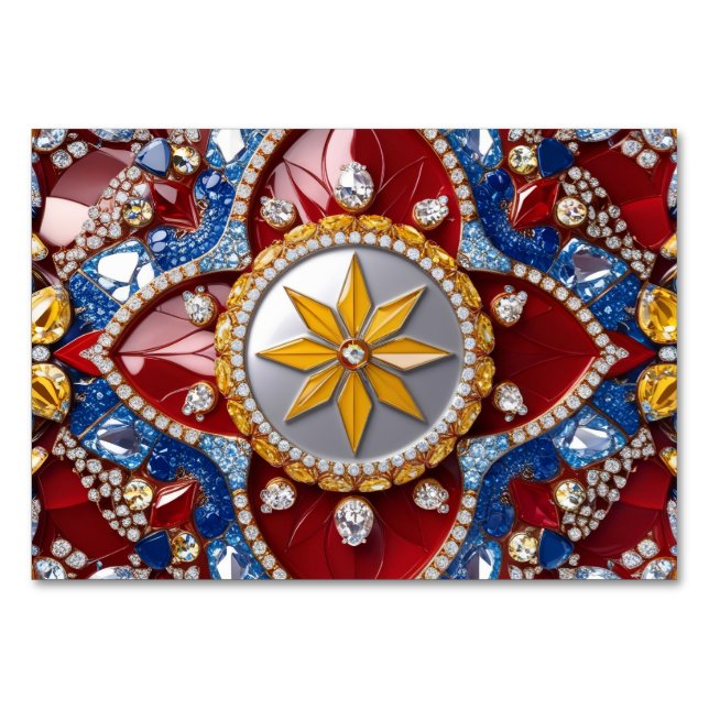 Spezielle Tischkarte mit kolumbianischen Farben Tischnummer (Vorderseite)