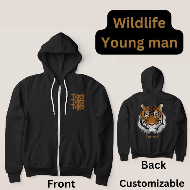 Spezielle Wildtiere Tiger Tierschwarz für ihn Hoodie (Von Creator hochgeladen)