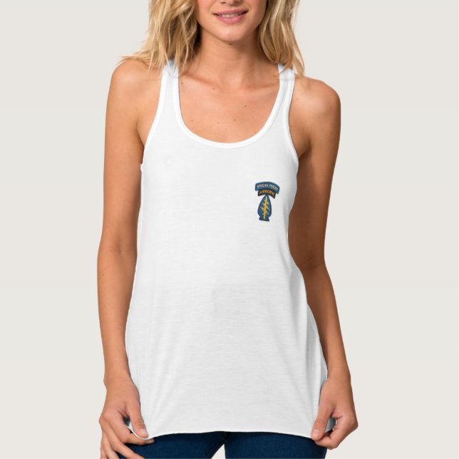 Spezieller Forscher grüner Berets LRPS Patch Tank Top (Vorderseite)