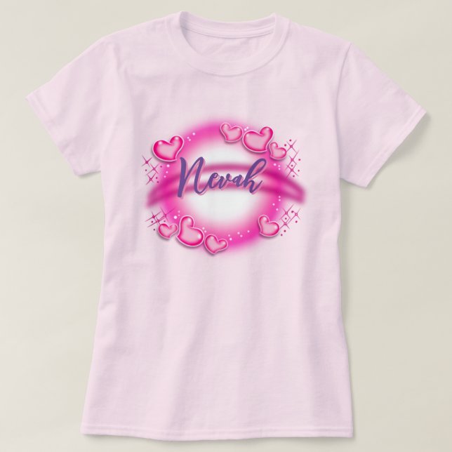 Spezieller Name des Airbrush - rosa T - Shirt (Design vorne)
