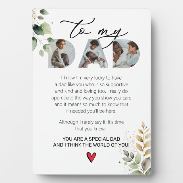 Spezieller Vater Keepake Sprichwort Eukalyptus Fotoplatte (Vorderseite)