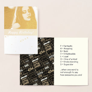 Spezielles 45. Geburtstagsparteienmonogramm des Fo Folienkarte