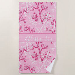 Spezielles botanisches Rosa Strandtuch