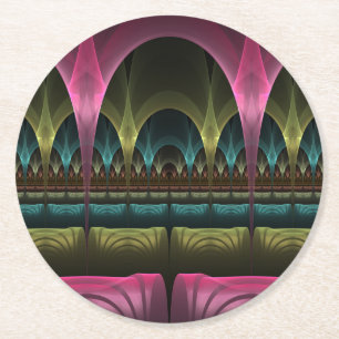 Spezielles Fantasy Patterns Abstraktes farbiges Fr Runder Pappuntersetzer