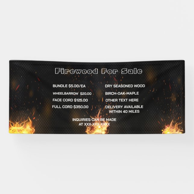 Spezielles Firewood für den Verkauf personalisiere Banner (Horizontal)