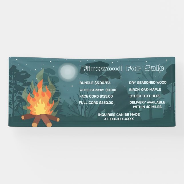 Spezielles Firewood für den Verkauf personalisiere Banner (Horizontal)