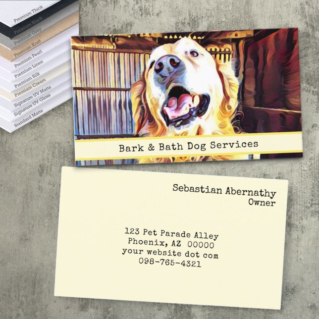 Spezielles Foto für Tierpflege Goldene Retriever Visitenkarte (business card front and back with template text)