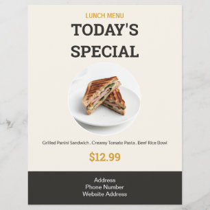 Spezielles modernes elegantes Mittagessen-Menü Ess Flyer
