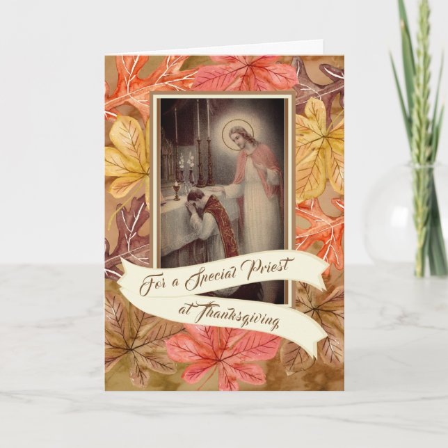 Spezielles PriestThanksgiving Herbst-Blätter Feiertagskarte (Vorderseite)