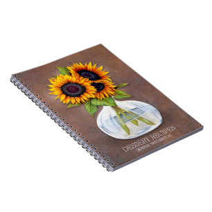 Spezielles Rezept Kochbuch Rustikale Sonnenblumen  Notizblock