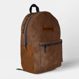 Spezielles rustikales und klassisches braunes Lede Bedruckter Rucksack