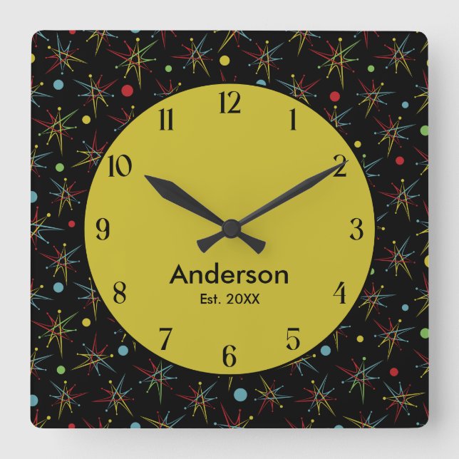 Spezifische Farben für den Rückropunkt im Weltraum Quadratische Wanduhr (Vorderseite)