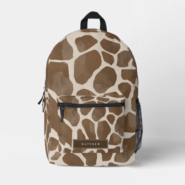 Spezifisches Muster für Aquarellfarben-Giraffe Bedruckter Rucksack (Vorderseite)