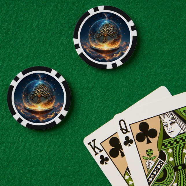 Sphäre des Lebens – Der goldene Weltenbaum.  Pokerchips (Pokertisch (doppelt))