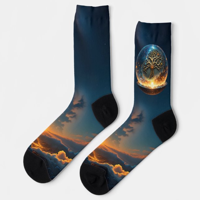 Sphäre des Lebens – Der goldene Weltenbaum.  Socken (Linkes Detail)
