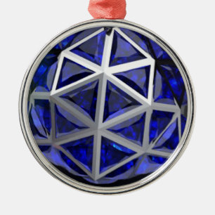 Sphere Blue Sapphire Gemstone Ornament Aus Metall