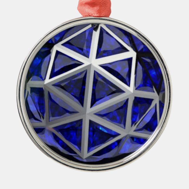 Sphere Blue Sapphire Gemstone Ornament Aus Metall (Vorne)
