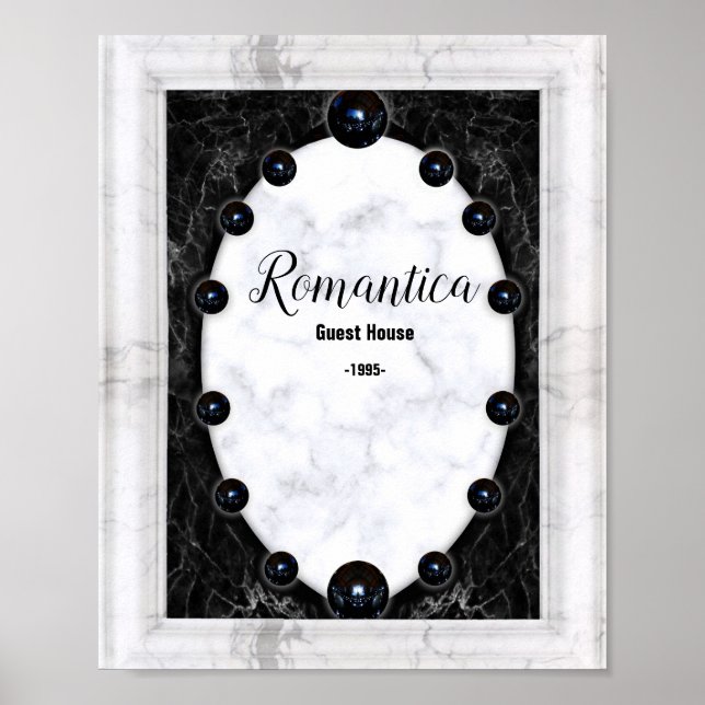 Sphere Graphics aus weißem und schwarzem Marmor Poster (Vorne)