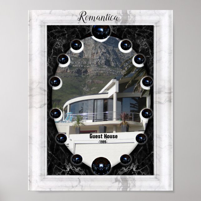 Sphere Graphics aus weißem und schwarzem Marmor Poster (Vorne)