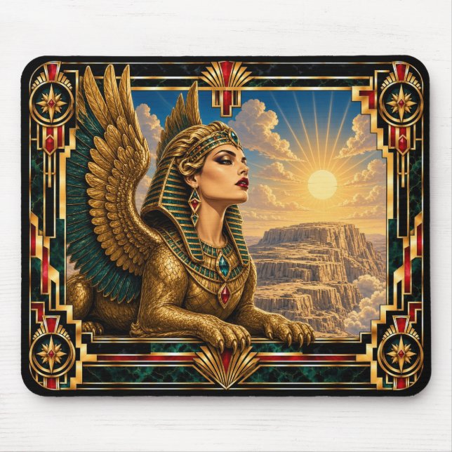 Sphinx, Art Deco Mythisch Mousepad (Vorne)