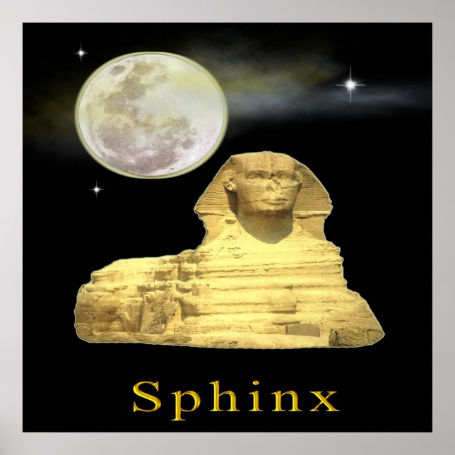 Sphinx auf Nachtplakat Poster (Vorne)