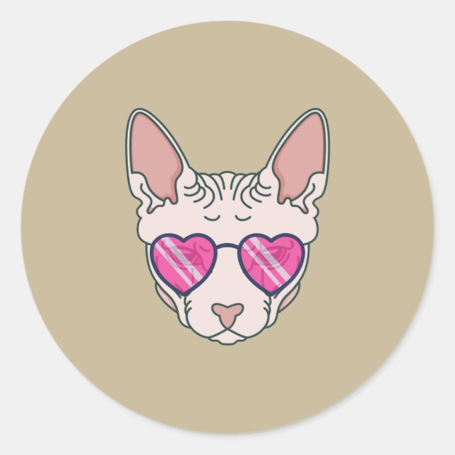 Sphinx Cat Pink Sonnenbrille Runder Aufkleber (Vorderseite)