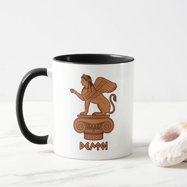 Sphinx in Delphi - Altgriechisch Rotfigurig Tasse (Mit Donut)
