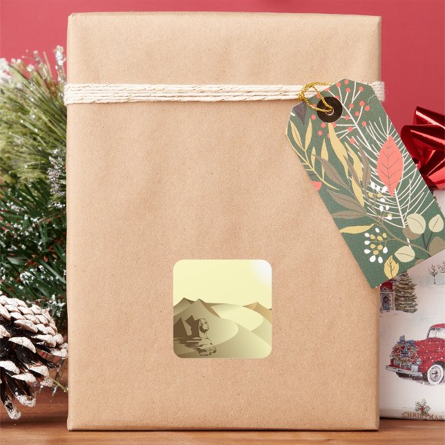 Sphinx in der Wüste Quadratischer Aufkleber (Von Creator hochgeladen)