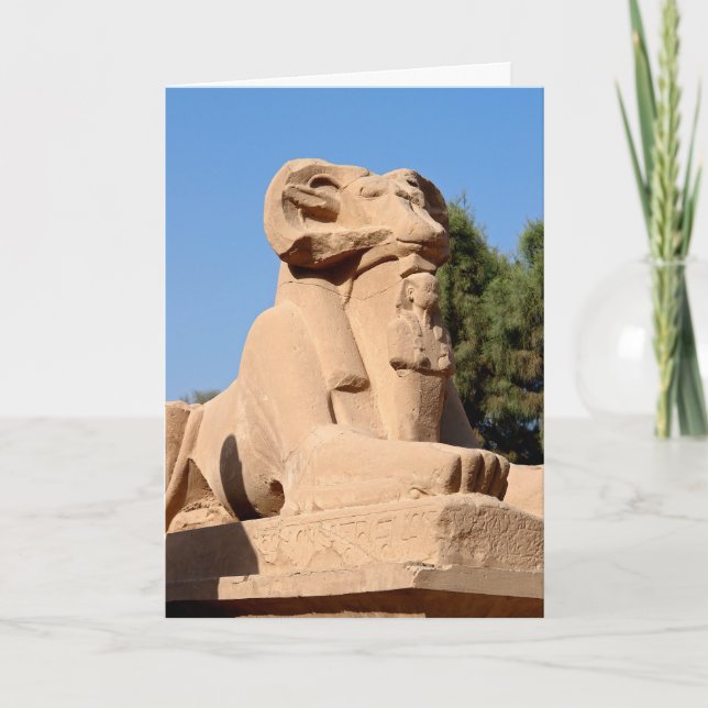 Sphinx mit Rammkopf im Tempel von Karnak - Ägypten Karte (Vorderseite)